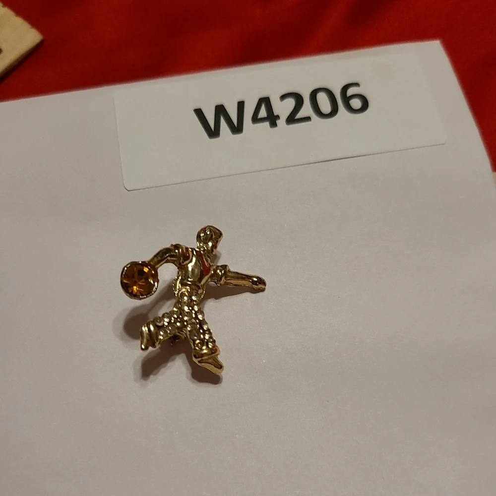 Gold and Silver Rhinestone Brooch Little Bowler